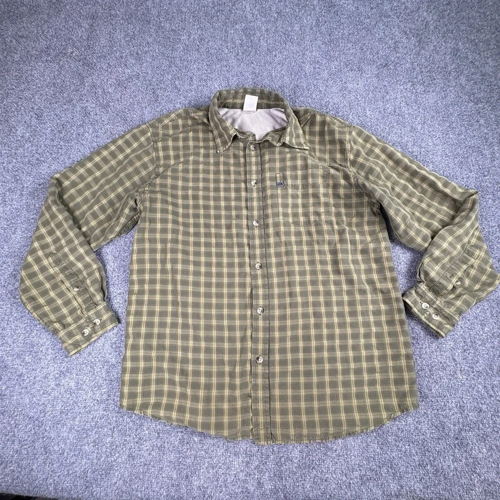 The North Face Shirt Men M Olive Plaid Button‎ Hiking Grunge Workwear Distressed